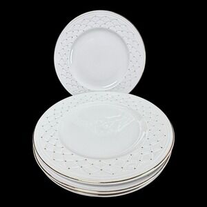 Gibson Golden Basket White and Gold Bread and Butter/Dessert Plates 6" Set of 4